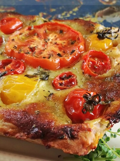 CROSTATA DI SORGO ALLA CAPRESE AL LEMON MYRTLE