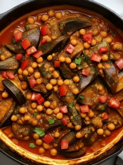Stufato aromatico di melanzane e ceci 