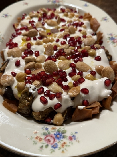 Fatteh libanese con melanzane