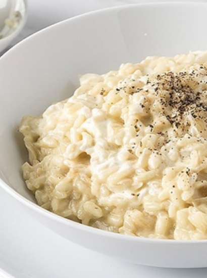 RISOTTO AL TE' NERO AFFUMICATO